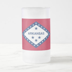Matglas met vlag van Arkansas, VS Bierpul