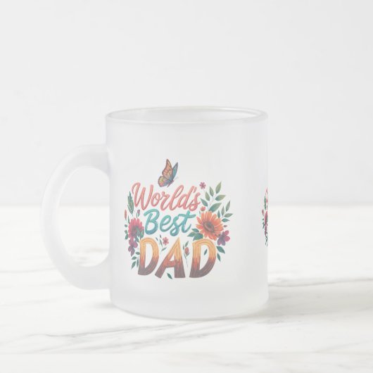 Matglas mok - 10 oz "Beste papa ter wereld" ontwer (Links)