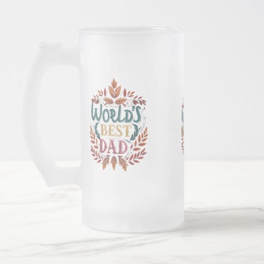 Matglas mok - 16 oz "Beste papa van de wereld" ont (Links)
