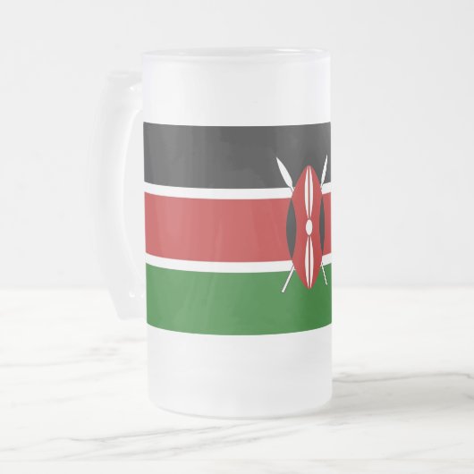 Matglas mok met vlag van Kenia (Voorkant links)