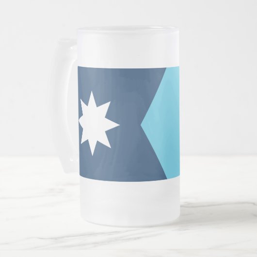 Matglas mok met vlag van Minnesota, VS (Voorkant links)