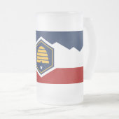 Matglas mok met vlag van Utah, VS (Voorkant rechts)