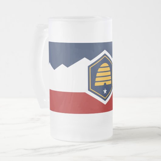 Matglas mok met vlag van Utah, VS (Voorkant links)