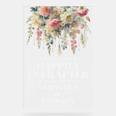 Matglazen 'Happily Ever After' bloem bruiloft welk Acryl Bord (Voorkant)