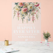 Matglazen 'Happily Ever After' bloem bruiloft welk Acryl Bord (Huwelijk)