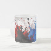 Matglazen mok - 10 oz met abstracte kleursplos (Voorkant links)