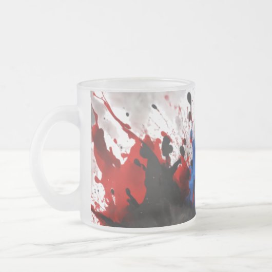 Matglazen mok - 10 oz met abstracte kleursplos (Links)