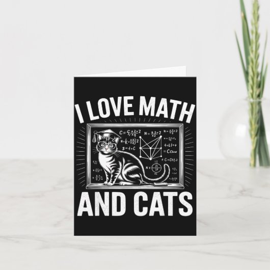 Math Cat Lover Funny Math Teacher I Love Math And  Kaart (Voorkant)