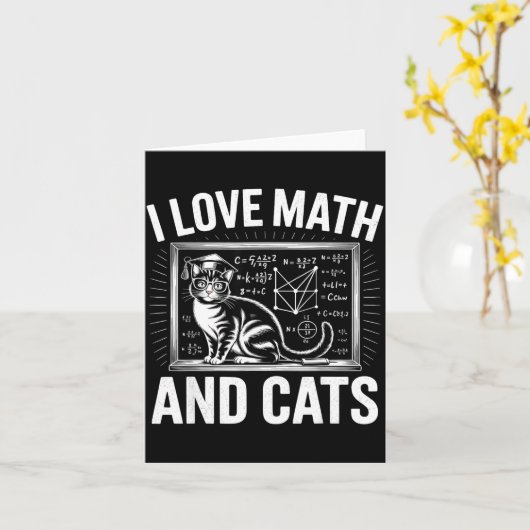 Math Cat Lover Funny Math Teacher I Love Math And  Kaart (Gele Bloem)