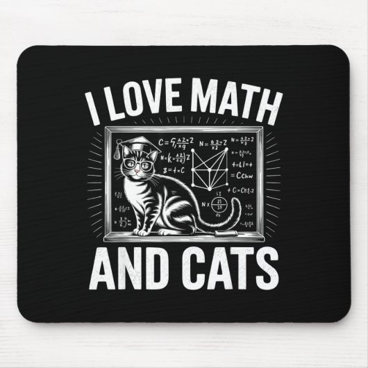 Math Cat Lover Funny Math Teacher I Love Math And  Muismat (Voorkant)