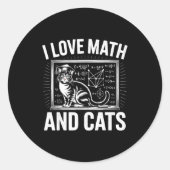 Math Cat Lover Funny Math Teacher I Love Math And  Ronde Sticker (Voorkant)