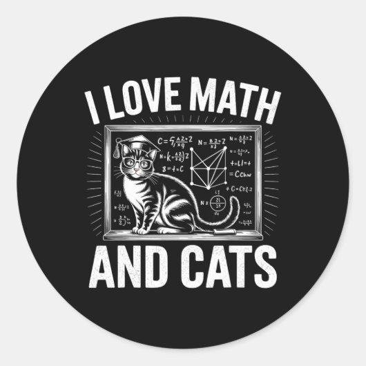 Math Cat Lover Funny Math Teacher I Love Math And  Ronde Sticker (Voorkant)