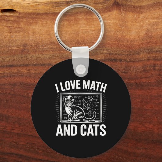 Math Cat Lover Funny Math Teacher I Love Math And Sleutelhanger (Voorkant)