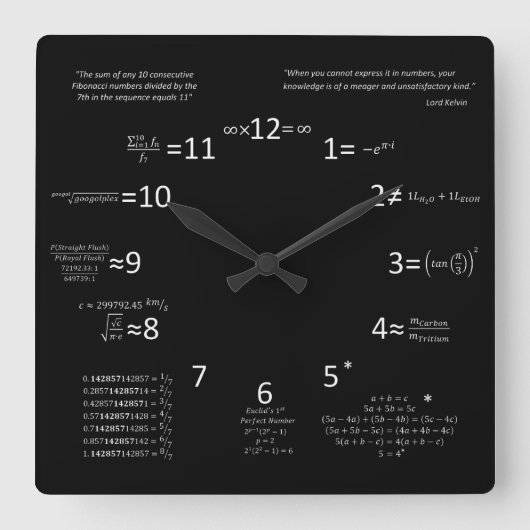 Math Clock Vierkante Klok (Voorkant)