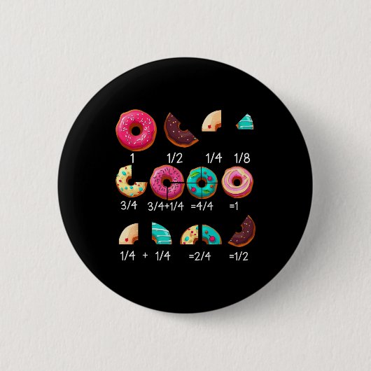 Math Donut Breuk Byck Terug naar School Docent Cad Ronde Button 5,7 Cm (Voorkant)