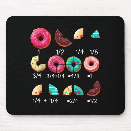 Math Donut Fractie Terug naar School Leraar Cadeau Muismat (Voorkant)