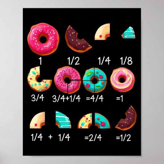 Math Donut Fractie Terug naar School Leraar Cadeau Poster (Voorkant)
