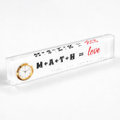 Math Equals Love Bureauklok Naambord