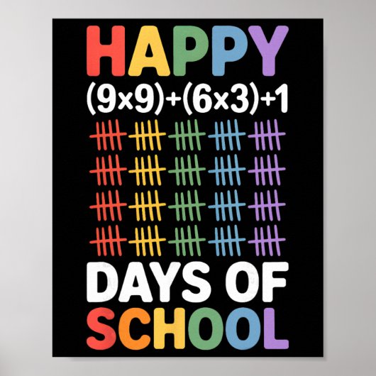 Math Formula 100 Days Of School Funny Math Teacher Poster (Voorkant)
