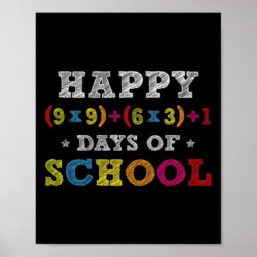 Math Formula 100 Days Of School Kid Boys Girls Tea Poster (Voorkant)