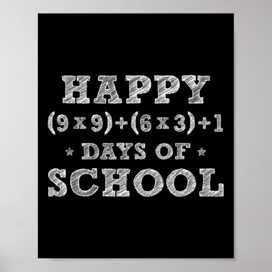 Math Formula 100 Days Of School Kid Boys Girls Tea Poster (Voorkant)