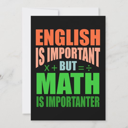 Math Is Importanter Teacher Mathematic Maths Kaart (Voorkant)