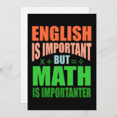 Math Is Importanter Teacher Mathematic Maths Kaart (Voorkant / Achterkant)