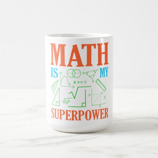 Math Is Superpower Teacher Mathematics Maths Koffiemok (Center)