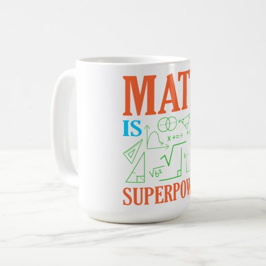 Math Is Superpower Teacher Mathematics Maths Koffiemok (Voorkant links)