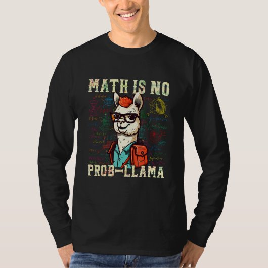 Math Nerd Geek Llama Animal Alpaca Mathematician M T-shirt (Voorkant)