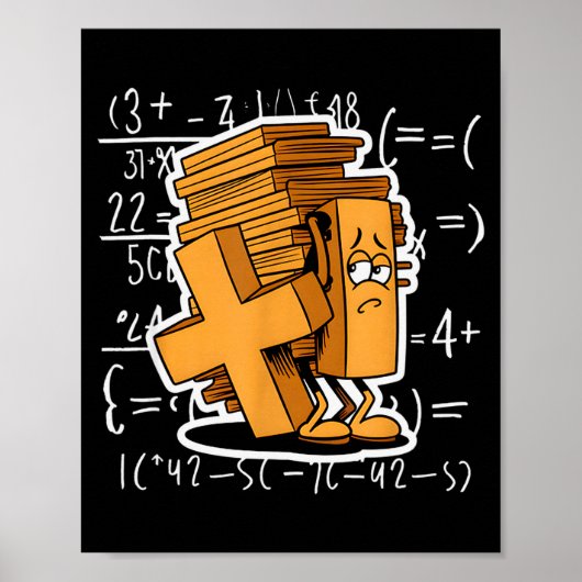 Math Overload Funny Equation Cartoon Poster (Voorkant)
