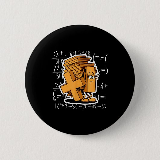 Math Overload Funny Equation Cartoon Ronde Button 5,7 Cm (Voorkant)