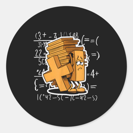 Math Overload Funny Equation Cartoon  Ronde Sticker (Voorkant)
