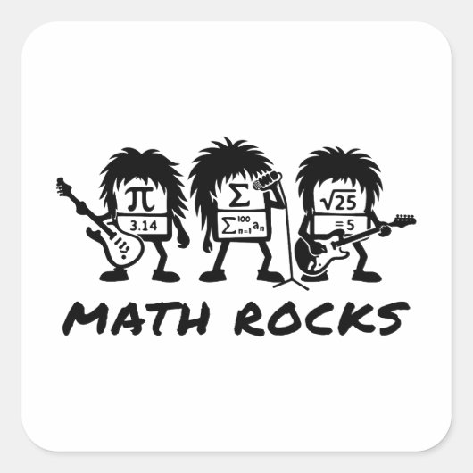 Math Rocks Academic Rock Band Humor Vierkante Sticker (Voorkant)