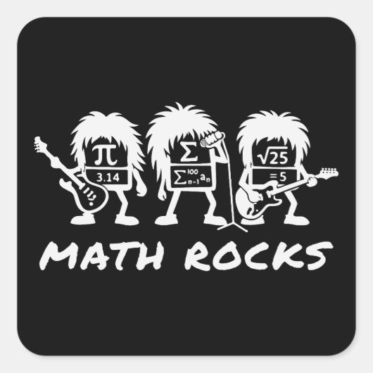Math Rocks Academic Rock Band Humor Vierkante Sticker (Voorkant)