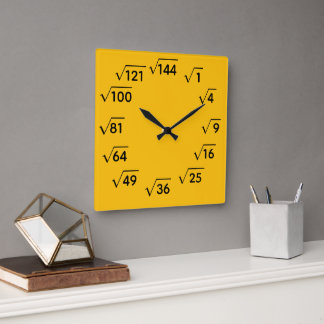 Math Square Root Wall Clock Vierkante Klok