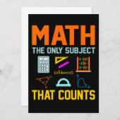 Math Subject Counts Mathematic Maths Teacher Kaart (Voorkant / Achterkant)