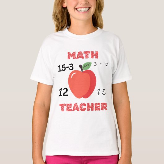 Math teacher apple design funny math teacher shirt (Voorkant)