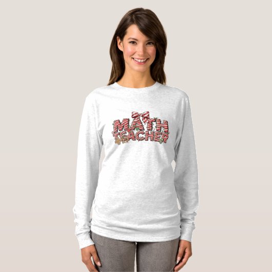 Math Teacher Christmas Long Sleeve T-Shirt  (Voorkant volledig)