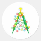 Math Teacher Comp Christmas Tree Lights School Geo Ronde Sticker (Voorkant)