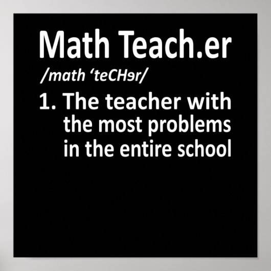 Math Teacher Definition Mathematics Maths Student Poster (Voorkant)