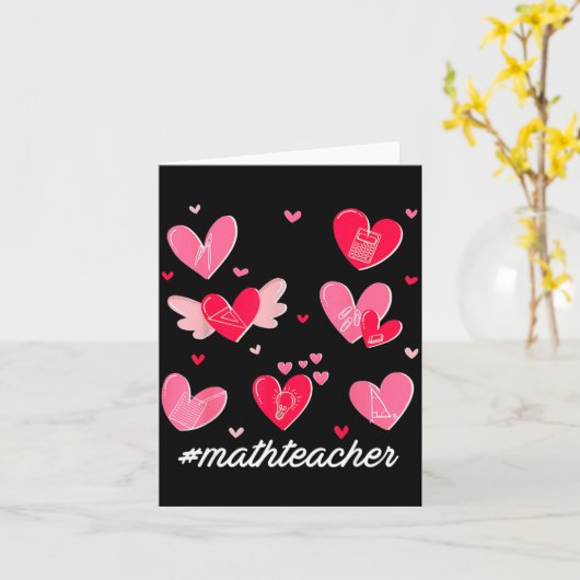Math Teacher Heart Valentines Day Mathematics Teac Kaart (Gele Bloem)