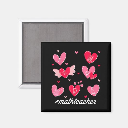 Math Teacher Heart Valentines Day Mathematics Teac Magneet (Voorkant / Achterkant)