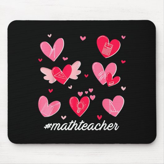 Math Teacher Heart Valentines Day Mathematics Teac Muismat (Voorkant)