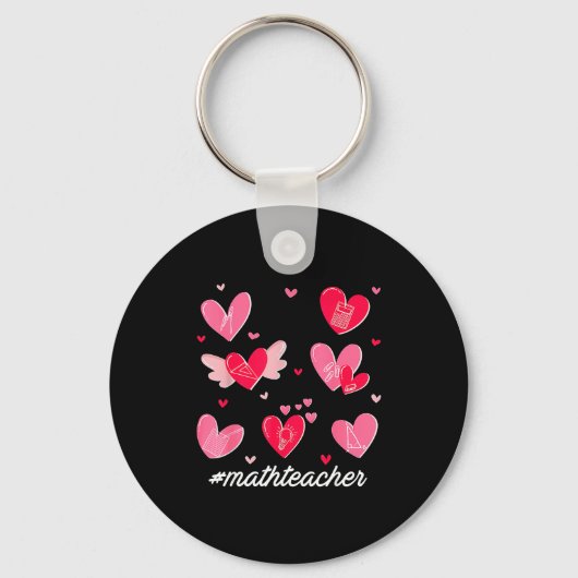 Math Teacher Heart Valentines Day Mathematics Teac Sleutelhanger (Voorkant)