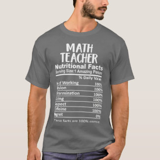 Math Teacher Nutrition Facts Funny T-shirt