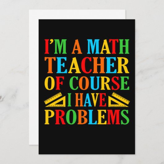 Math Teacher Problems Mathematics Maths Student Bedankkaart (Voorkant / Achterkant)