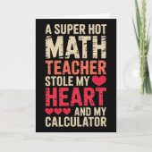 Math Teacher Valentine's Day Algebra Calculus Love Kaart (Voorkant)