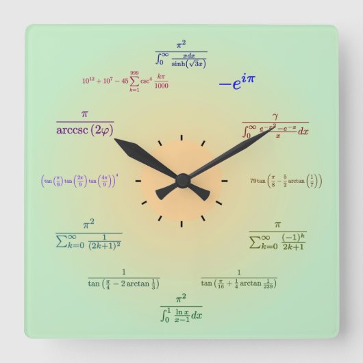 Math Wall Clock Vierkante Klok (Voorkant)