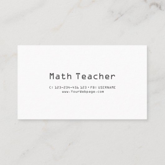 Math you can trust math teacher private lessons visitekaartje (Achterkant)